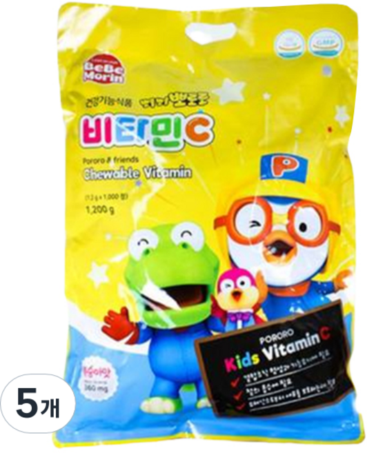 베베모린 뽀롱뽀롱 뽀로로 복숭아맛 비타민C, 50정, 5개