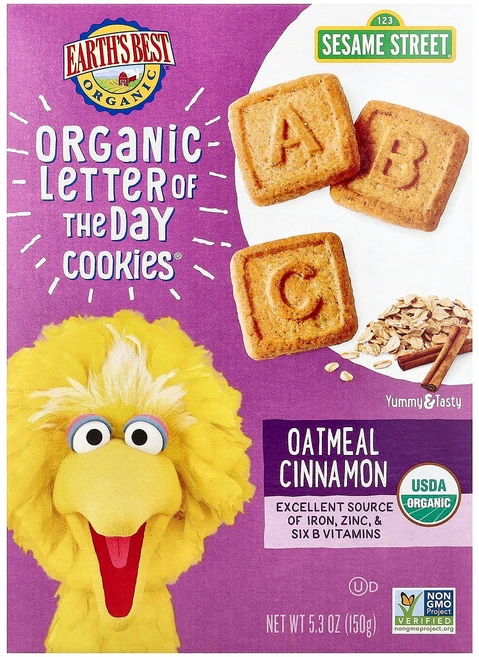 Earth's Best 유기농 Letter of The Day Cookies® 2세 이상 오트밀 계피 150g(5.3oz) Best (얼스 베스트), Earth's Best, 유기농 Letter of Th, 1 - 쿠팡