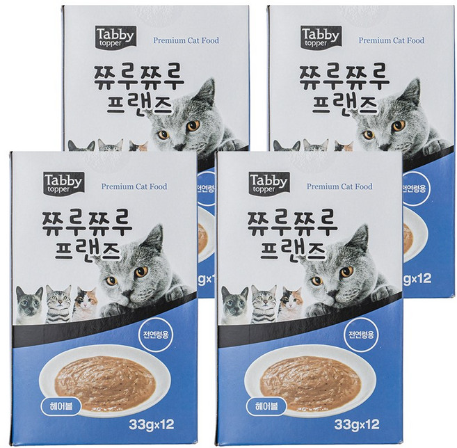 테비토퍼 쮸루쮸루 프랜즈 고양이간식, 48개, 33g, 헤어볼