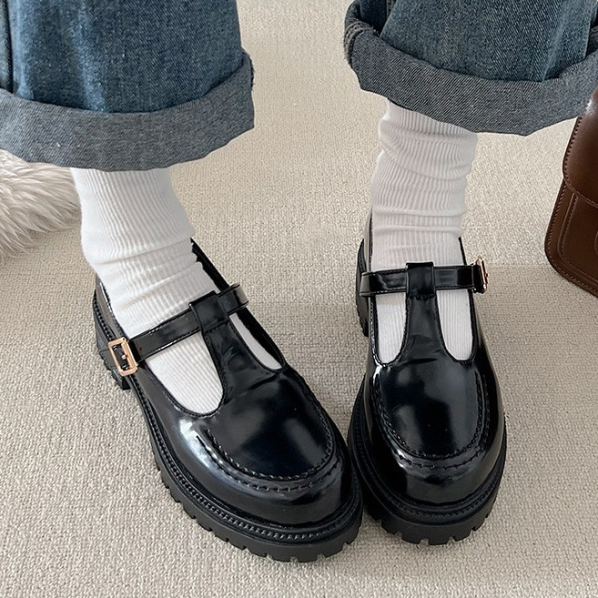 라블 여성용 T 스트랩 로퍼 4.5cm