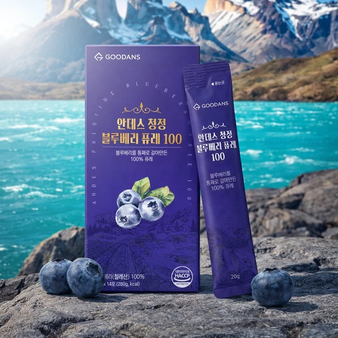 무설탕 블루베리 퓨레 100% 스틱 14포, 1박스, 280g - 쿠팡