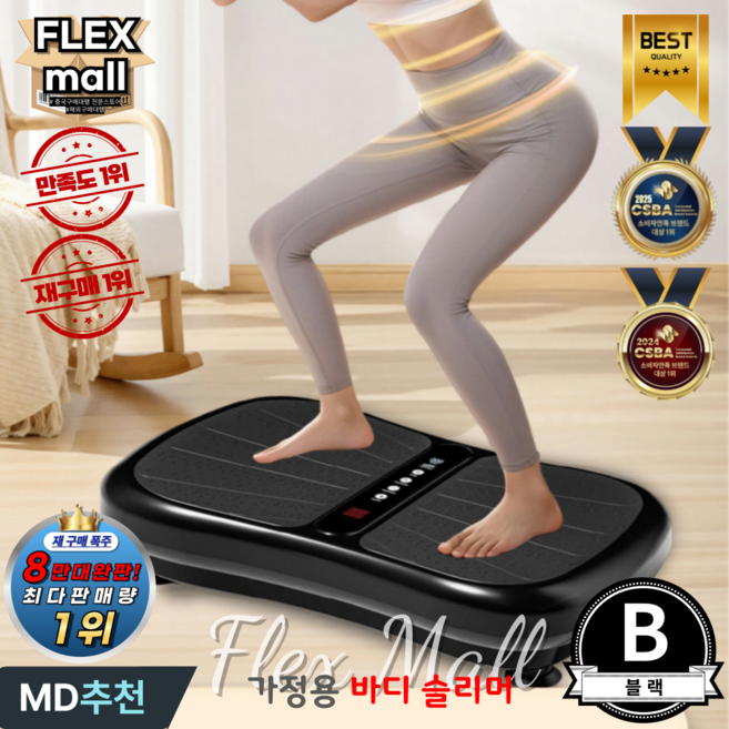 플렉스몰 덜덜이 가정용 다이어트 유산소 실내운동 전신 전동 홈트 진동 운동기구 바디슬리머, B
