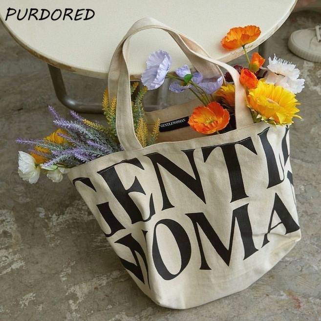 에코백 미니 휴대용 여성용 레터 프린트 캔버스 숄더백 재사용 대형 쇼핑백 캐주얼 핸드백 디자이너 토트백 신제품 1