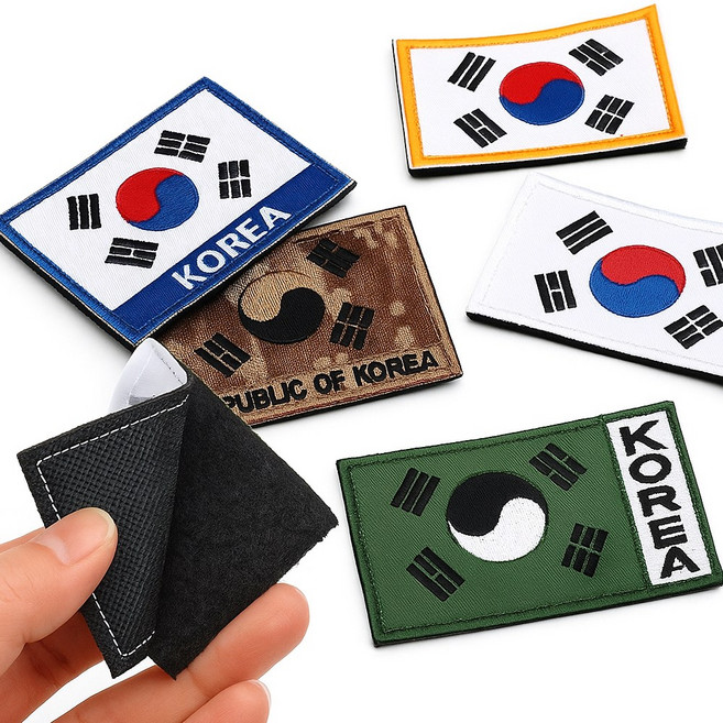 (5장세트)태극기 자수 찍찍이 패치 마크 군인 국가대표 군복 가슴 어깨 모자, 5개, 혼합색상
