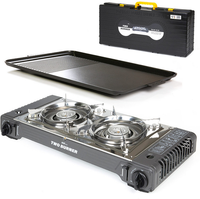 맥스 투버너 가스렌지 + 불판, 혼합색상, 1세트