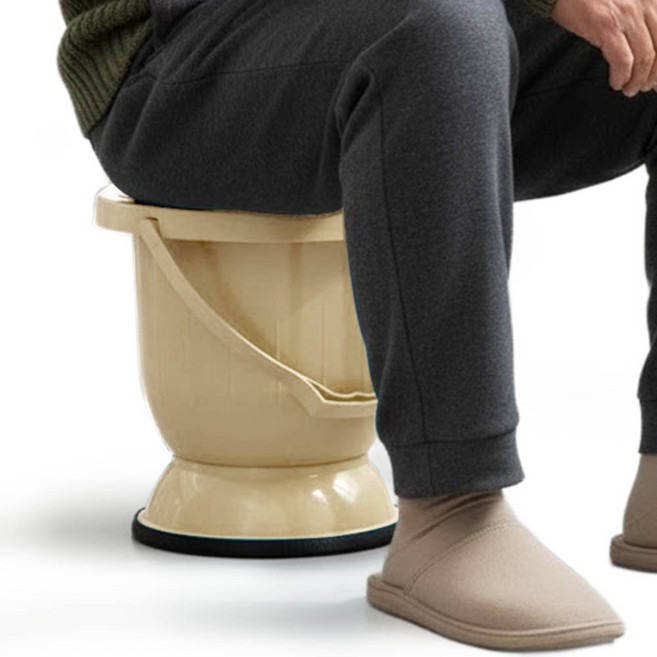 깔끔더하기 노인 요강 휴대용 이동식 변기, 1개, 베이지