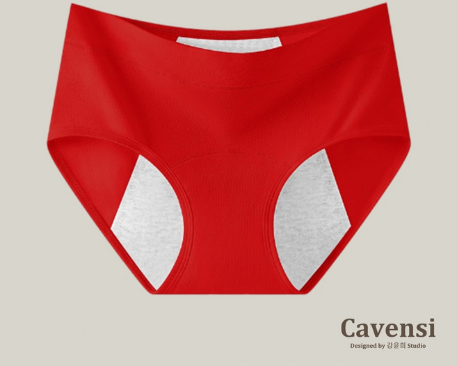 【Cavensi】大尺碼高腰生理褲 內褲女生 月子褲 防漏 40-100公斤可穿, 熱情紅色,2XL（建議55~60公斤）