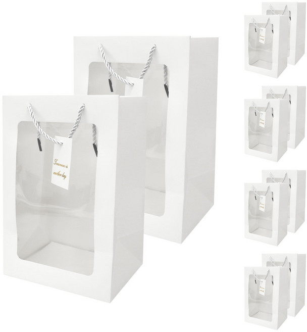 리드홈 꽃다발 화분 직사각 윈도우 쇼핑백 일반형10P, 화이트