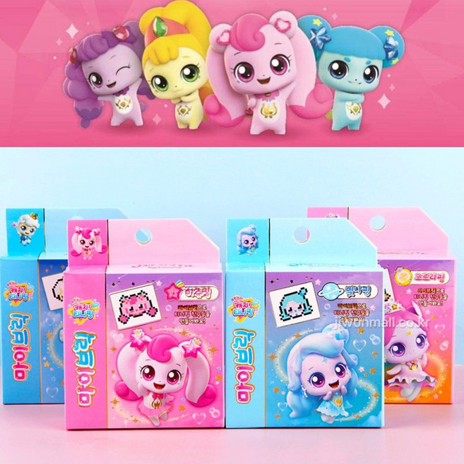 스티커월드 슈팅스타 캐치티니핑 마이브릭 네모 블럭 픽셀 열쇠고리 여아 유아 어린이 장난감 8세 12개, 1개