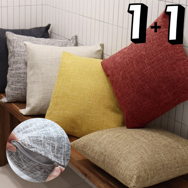 비쥬마켓 사계절 린넨 쇼파 쿠션커버 인테리어소품 1+1
