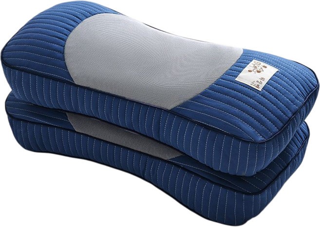 助睡眠 頸椎牽引枕, 全棉元寶蕎麥枕-寶石藍【優質蕎麥殼】單只, 1件