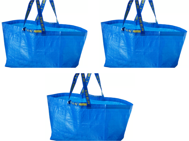 이케아 FRAKTA 프락타 타포린 장바구니(재활용) 가방, 3개, 대(55*37*35)