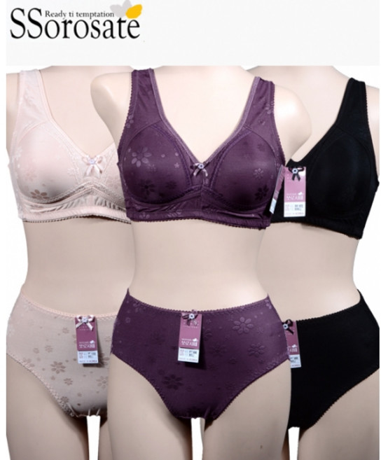 ¶▶쏘로사떼 (ST1672/1456) 은은한 자가드꽃무늬 노와이어 몰드 런닝형 여성브라팬티세트◀†underwear @0516AP 속옷 *:D+:KangV