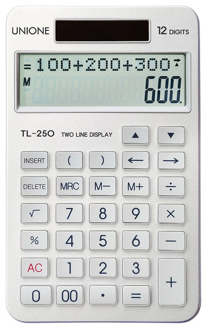 유니원 일반 수식 2줄 계산기 TL-250, 1개, 실버메탈