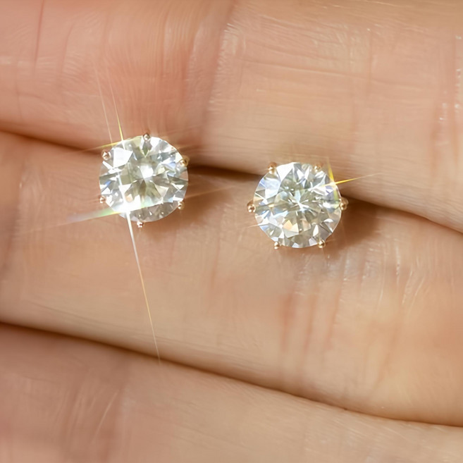 엑설런트컷팅 모이사나이트 1캐럿 6프롱 솔리테어 다이아 골드 귀걸이 고급 선물 패키지