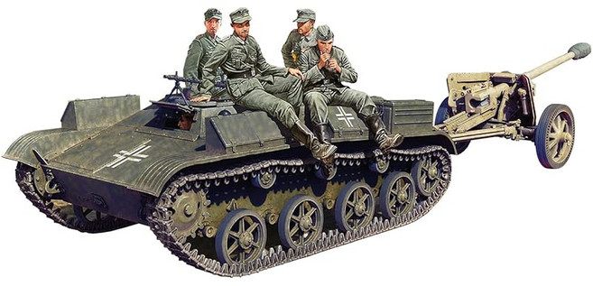 미니아트 1/35 독일군 포병 트랙터 T-60 (r) PaK40 대전차포·크루 피규어 5개 포함 프라모델 MA35395, 1개