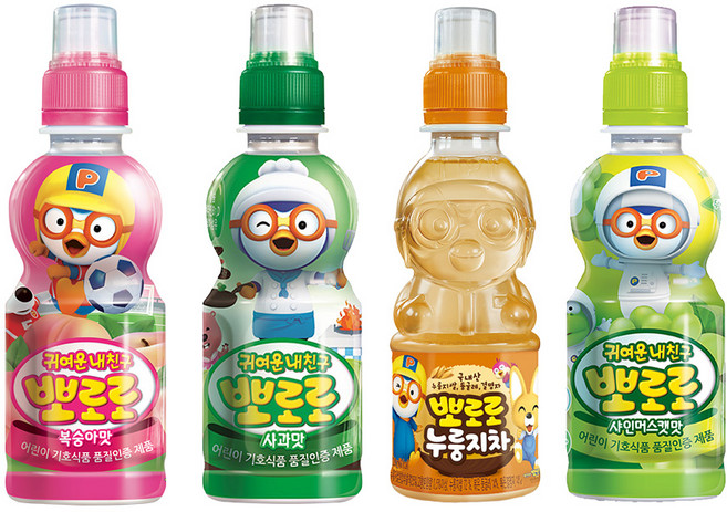 뽀로로음료 4종 혼합 세트 어린이음료 뽀로로, 24개, 235ml, 복숭아6+사과6+샤인머스캣6+누룽지차6