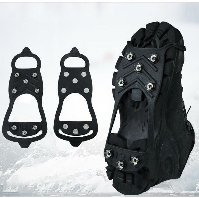 [인사이드몰] 아이젠 도시형 미끄럼방지 빙판길 등산용 휴대용 8핀 스파이크, 블랙