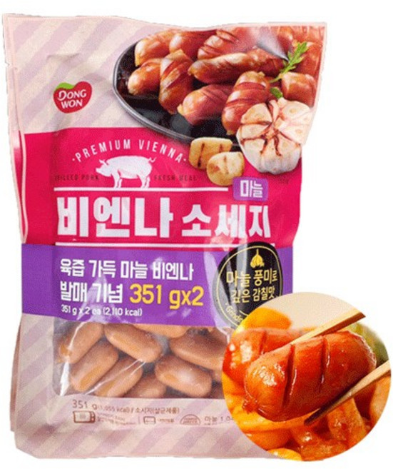 [다만세푸드] 동원 마늘 비엔나 소세지 (300g x 2입) / 프랑크 소시지, 1개, 600g