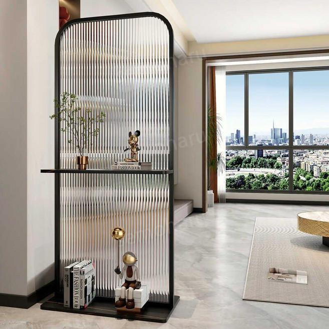 유리 파티션 거실 북유럽 공간분리 반투명 가림막 가벽 현관 칸막이, 8. F타입 선반 70X180CM