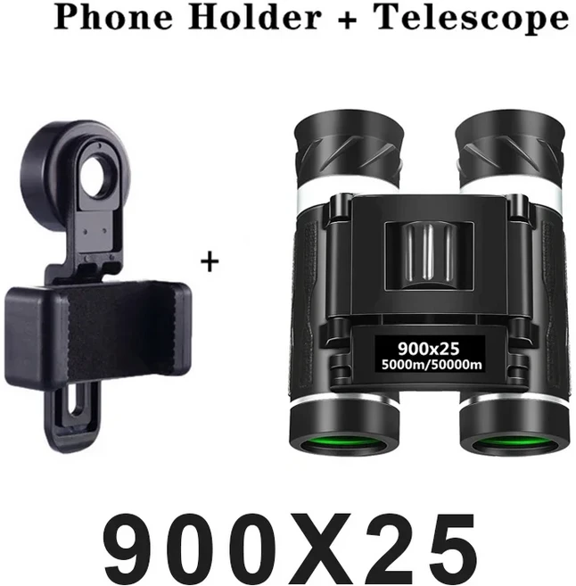 900X25 휴대용 Hd 줌 5000M/50000M 쌍안경 망원경 강력한 접이식 장거리 비전 사냥 야외 캠핑 스포츠, 01 LQ-900x25-Set