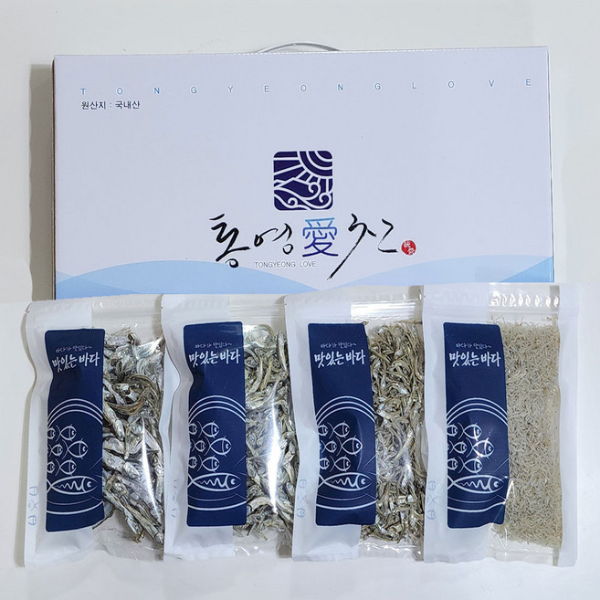 통영멸치4종 선물세트 5호(대멸치150g/중멸치150g/소멸치150g/세멸치150g), 단품, 단품