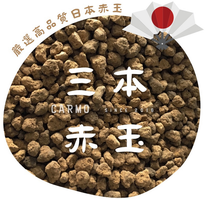 CARMO 三本線赤玉土 日本進口天然介質 多肉植物盆栽鋪面用土 1公升, 1個, 正品三本線-中,1公升