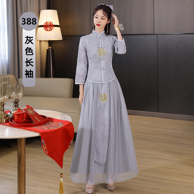 中式婚禮姐妹裙伴娘服 氣質旗袍禮服裙