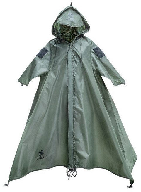Onetigris-다용도 비옷 구성 가능한 야외 텐트 텐트 포머 판초 쉼터 1500mm 방수 3 시즌 싱글, green, 1개