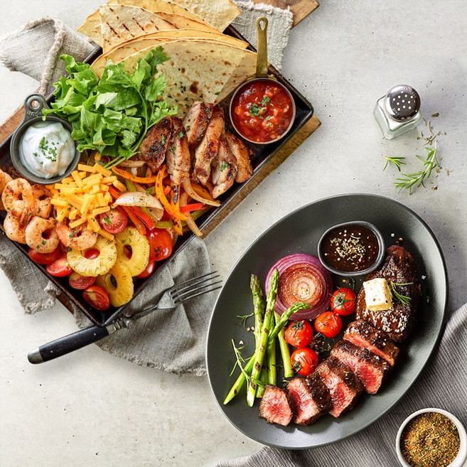 애슐리 블랙킹 스테이크+올라 파히타 (총 4인분) 크리스마스 홈파티 밀키트, 1세트, 1.005kg