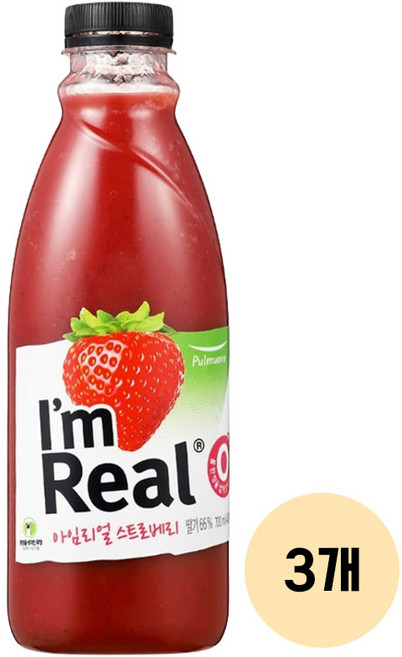 풀무원 아임리얼 딸기 주스, 700ml, 3개