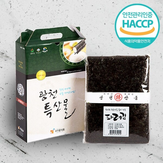 [웰굿]HACCP 광천 파래생김 선물세트(100매), 1세트, 240g