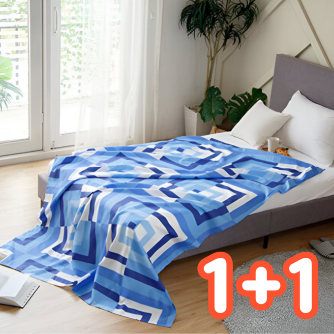 루닌 시원한 얇은 여름 홑이불, 블루 멀티플라잉 2개