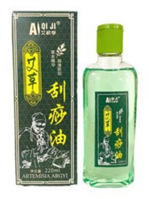 QI JI 艾奇學 牛角刮痧板撥筋棒艾草油套裝, 撥筋棒用的艾草油220ml,我是白水牛角工廠【獨立包裝 精油養護】, 1個