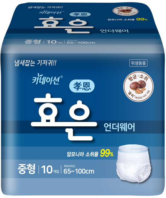 효은 성인용기저귀 요실금 팬티기저귀 언더웨어 중형 (10매 X 8팩), 8개, 10개입