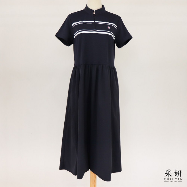 采妍CHAI YAN 半開襟拼接運動洋裝, 藍,F