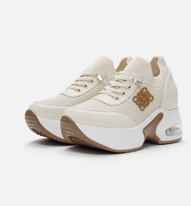 쫀쫀니트 밴딩끈 쿠셔닝 통굽 속굽 여성키높이 운동화 8cm