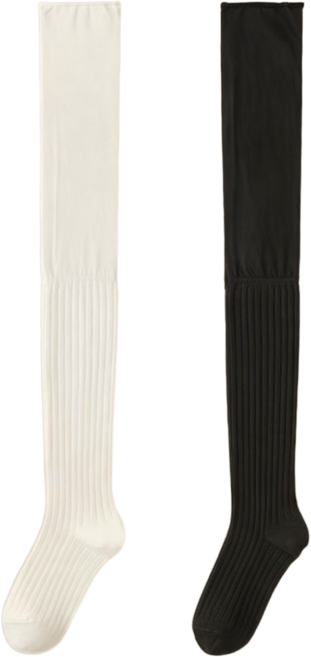 오버니삭스 블랙 화이트 더블 세이트 레이스 방풍 양말 토워머 언더 니삭스