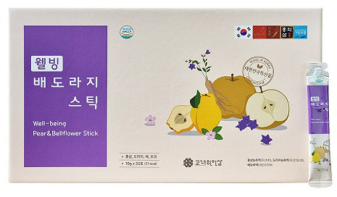고려원인삼 웰빙배도라지스틱 10ml 32포 국내산 배 도라지 모과 농축액 홍삼 천궁, 1개