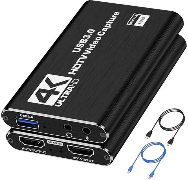 스트리밍용 CLLGrocery 4K HDMI 캡처 카드 USB 3.0 비디오 장치 게임 녹화 라이브 스트리밍 방송 온라인 회의 교육용 풀 HD 1080P 60FPS 오디오, CLrocery 4K HDMI 캡처 카드 USB 3 0, 1개
