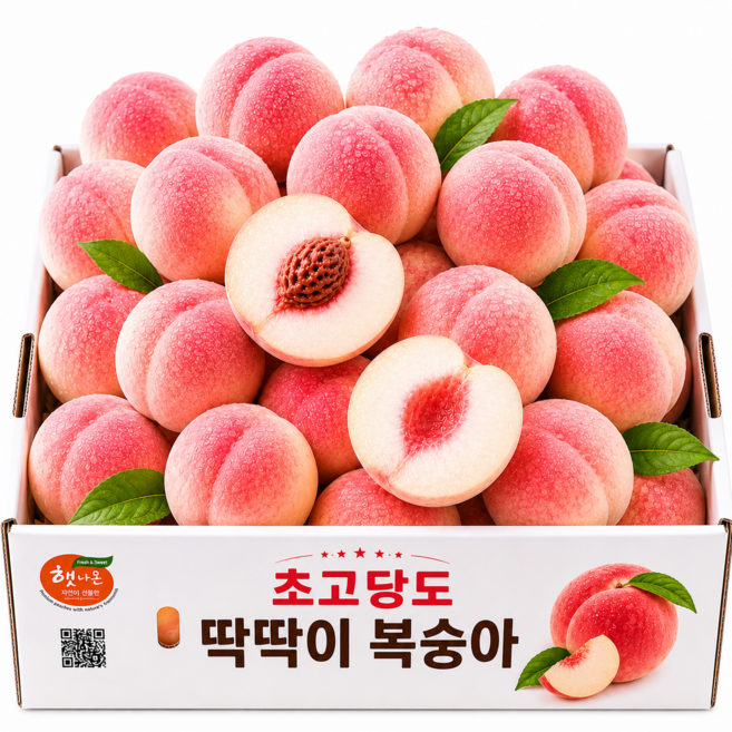[마지막특가] 50박스만 초고당도 백도 딱딱이복숭아, 1개, 2kg