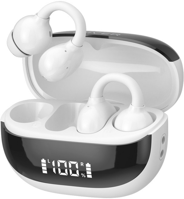 아이리버 오픈타입 무선 6.0 이어커프 블루투스 이어폰 IB-IX3 오토 페어링 IPX4 생활 방수 터치 컨트롤 C타입 충전 귀찌 귀걸이형 클립형, 화이트