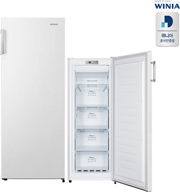 위니아 가정용 소형 냉동고 155리터 LFZU14BW(A) 화이트 서랍식/선반식