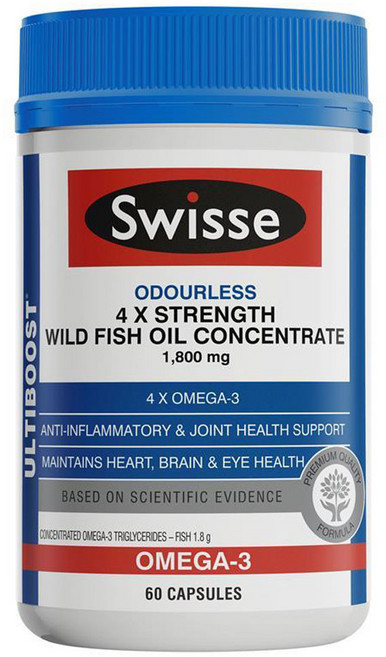 Swisse Ultiboost 4 x Strength Wild Fish Oil Concentrate 60 Capsules, 1개, 60정, 60정