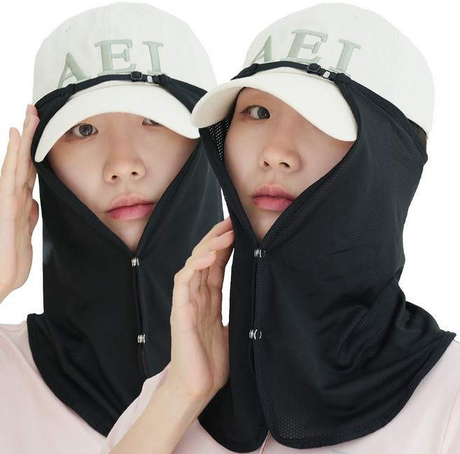 ZC-GRS 선가드 사이즈 맞춤형 얼굴 햇빛가리개 캡선가드, 2개, 블랙