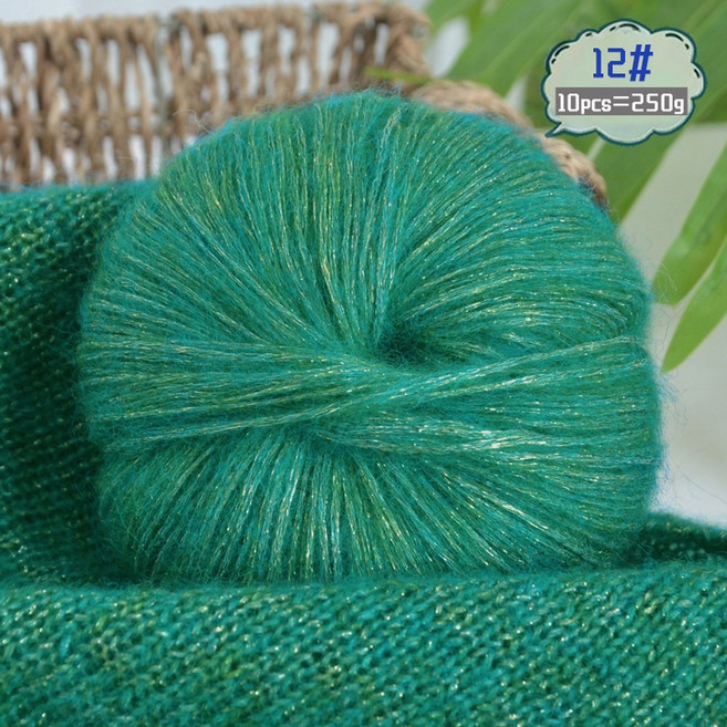 화려한 반짝이가 있는 양모와 모헤어 원사로 구성된 250g 큰 가방 손 짠 용 DIY 재료 니트 가을 겨울 여성, 01 CHINA, 31 12Kong Lu