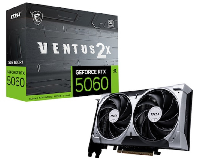 MSI 지포스 RTX 5060 벤투스 2X OC D7 8GB, 혼합색상 1개