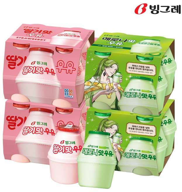 빙그레 딸기맛 우유 240ml 8개+메로나맛 우유 240ml 8개, 1개