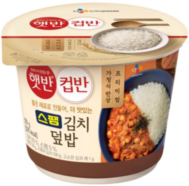 CJ제일제당 햇반 컵반 스팸김치덮밥, 6개, 251g
