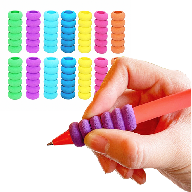 스펀지 애벌레 펜 홀더 7종, 2세트, 그린+블루+스카이+옐로우+오렌지+퍼플+핑크